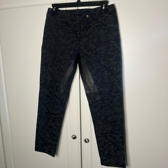 Roseanna Equestrian Inspired Made in France Camo Trousers with Leather Details - Picture 3 of 15